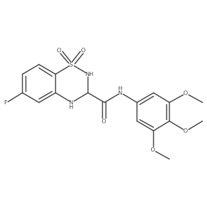 6-fluoro-N-(3,4,5-trimethoxyphenyl)-3,4-dihydro-2H-1,2,4-benzothiadiazine-3-carboxamide 1,1-dioxide结构式