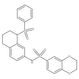 N-(1-(phenylsulfonyl)-1,2,3,4-tetrahydroquinolin-7-yl)-2,3-dihydrobenzo[b][1,4]dioxine-6-sulfonamide结构式