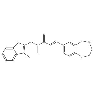 (E)-N-methyl-N-[(3-methyl-1-benzothiophen-2-yl)methyl]-3-(2,3,4,5-tetrahydro-1H-pyrido[2,3-e][1,4]diazepin-7-yl)prop-2-enamide结构式