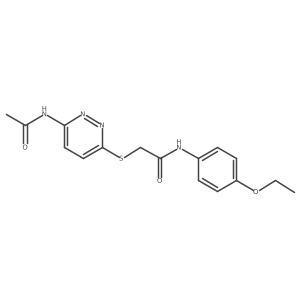 2-((6-acetamidopyridazin-3-yl)thio)-N-(4-ethoxyphenyl)acetamide结构式