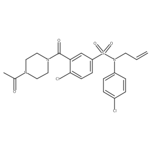 3-(4-acetylpiperazine-1-carbonyl)-4-chloro-N-(4-chlorophenyl)-N-prop-2-enylbenzenesulfonamide结构式