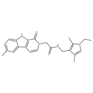 N-((1-ethyl-3,5-dimethyl-1H-pyrazol-4-yl)methyl)-2-(8-methyl-4-oxo-4,5-dihydro-3H-pyrimido[5,4-b]indol-3-yl)acetamide结构式