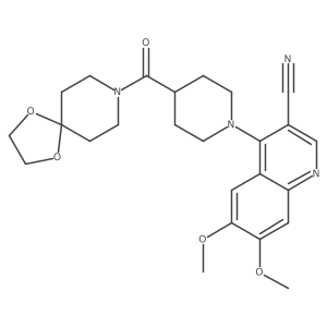 4-(4-{1,4-Dioxa-8-azaspiro[4.5]decane-8-carbonyl}piperidin-1-yl)-6,7-dimethoxyquinoline-3-carbonitrile Structure
