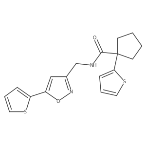 1-(thiophen-2-yl)-N-((5-(thiophen-2-yl)isoxazol-3-yl)methyl)cyclopentanecarboxamide Structure