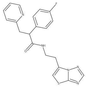 I+/--(4-Fluorophenyl)-N-(2-thiazolo[3,2-b][1,2,4]triazol-6-ylethyl)-2-pyridinepropanamide结构式