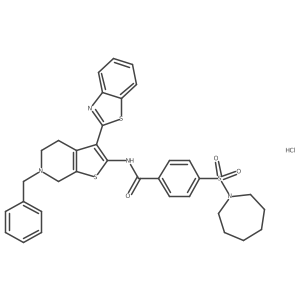 4-(azepan-1-ylsulfonyl)-N-(3-(benzo[d]thiazol-2-yl)-6-benzyl-4,5,6,7-tetrahydrothieno[2,3-c]pyridin-2-yl)benzamide hydrochloride结构式