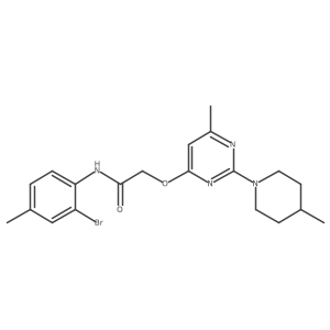 N-(2-bromo-4-methylphenyl)-2-{[6-methyl-2-(4-methylpiperidin-1-yl)pyrimidin-4-yl]oxy}acetamide结构式