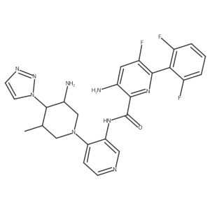 3-amino-N-[4-[3-amino-5-methyl-4-(triazol-1-yl)piperidin-1-yl]pyridin-3-yl]-6-(2,6-difluorophenyl)-5-fluoropyridine-2-carboxamide结构式