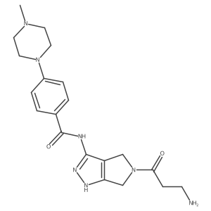N-[5-(3-aminopropanoyl)-4,6-dihydro-1H-pyrrolo[3,4-c]pyrazol-3-yl]-4-(4-methylpiperazin-1-yl)benzamide结构式