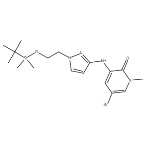 5-Bromo-3-(1-(2-(tert-butyldimethylsilyloxy)ethyl)-1H-pyrazol-3-ylamino)-1-methylpyridin-2(1H)-one结构式