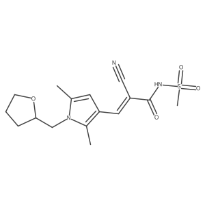 2-cyano-3-{2,5-dimethyl-1-[(oxolan-2-yl)methyl]-1H-pyrrol-3-yl}-N-methanesulfonylprop-2-enamide结构式