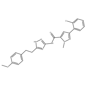 3-(2-chlorophenyl)-N-{3-[2-(4-methoxyphenyl)ethyl]-1H-1,2,4-triazol-5-yl}-1-methyl-1H-pyrazole-5-carboxamide结构式