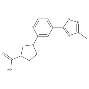 1-(4-(3-Methyl-1,2,4-oxadiazol-5-yl)pyridin-2-yl)pyrrolidine-3-carboxylic acid结构式