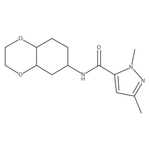 1,3-dimethyl-N-(octahydrobenzo[b][1,4]dioxin-6-yl)-1H-pyrazole-5-carboxamide结构式