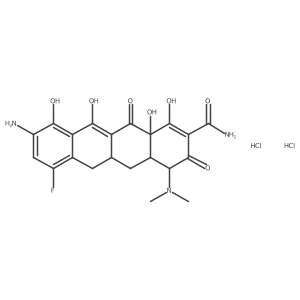 (4S,4aS,5aR,12aS)-9-Amino-4-(dimethylamino)-7-fluoro-1,4,4a,5,5a,6,11,12a-octahydro-3,10,12,12a-tetrahydroxy-1,11-dioxo-2-naphthacenecarboxamide dihydrochloride Structure