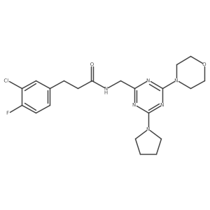 3-(3-chloro-4-fluorophenyl)-N-((4-morpholino-6-(pyrrolidin-1-yl)-1,3,5-triazin-2-yl)methyl)propanamide Structure