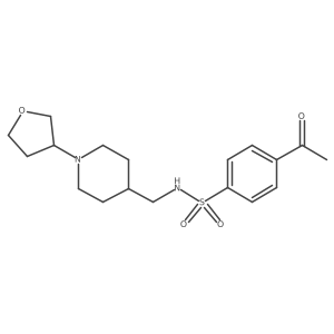 4-acetyl-N-((1-(tetrahydrofuran-3-yl)piperidin-4-yl)methyl)benzenesulfonamide结构式