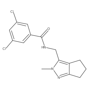 3,5-dichloro-N-((2-methyl-2,4,5,6-tetrahydrocyclopenta[c]pyrazol-3-yl)methyl)benzamide结构式