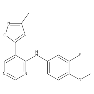 N-(3-fluoro-4-methoxyphenyl)-5-(3-methyl-1,2,4-oxadiazol-5-yl)pyrimidin-4-amine Structure