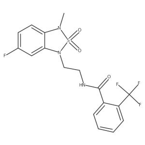 N-(2-(6-fluoro-3-methyl-2,2-dioxidobenzo[c][1,2,5]thiadiazol-1(3H)-yl)ethyl)-2-(trifluoromethyl)benzamide结构式