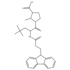 1-[2-({[(9H-fluoren-9-yl)methoxy]carbonyl}amino)-4,4-dimethylpentanoyl]-2-methylpyrrolidine-3-carboxylic acid Structure