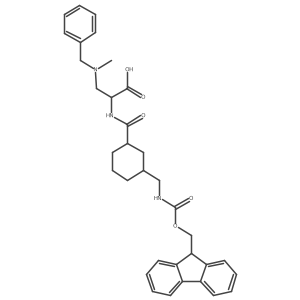 3-[benzyl(methyl)amino]-2-({3-[({[(9H-fluoren-9-yl)methoxy]carbonyl}amino)methyl]cyclohexyl}formamido)propanoic acid结构式