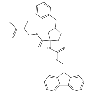 3-{[1-benzyl-3-({[(9H-fluoren-9-yl)methoxy]carbonyl}amino)pyrrolidin-3-yl]formamido}-2-methylpropanoic acid结构式