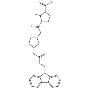 1-{2-[3-({[(9H-fluoren-9-yl)methoxy]carbonyl}amino)cyclopentyl]acetyl}-2-methylpyrrolidine-3-carboxylic acid结构式
