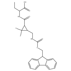 (2R)-2-{[(1RS,3SR)-3-[({[(9H-fluoren-9-yl)methoxy]carbonyl}amino)methyl]-2,2-difluorocyclopropyl]formamido}butanoic acid结构式