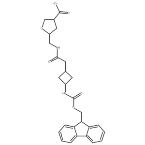 rac-(3R,5R)-5-({2-[3-({[(9H-fluoren-9-yl)methoxy]carbonyl}amino)cyclobutyl]acetamido}methyl)oxolane-3-carboxylic acid结构式