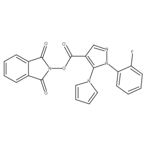 1,3-dioxo-2,3-dihydro-1H-isoindol-2-yl 1-(2-fluorophenyl)-5-(1H-pyrrol-1-yl)-1H-pyrazole-4-carboxylate结构式