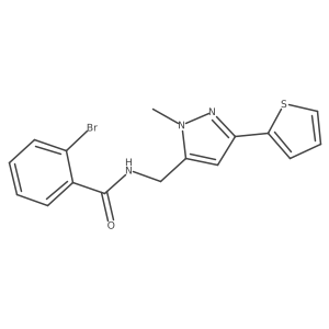 2-Bromo-N-[(2-methyl-5-thiophen-2-ylpyrazol-3-yl)methyl]benzamide结构式
