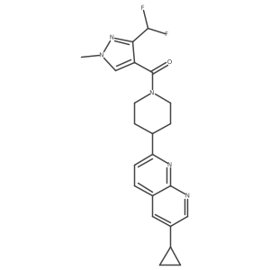 6-cyclopropyl-2-{1-[3-(difluoromethyl)-1-methyl-1H-pyrazole-4-carbonyl]piperidin-4-yl}-1,8-naphthyridine结构式