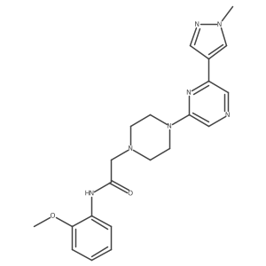 N-(2-methoxyphenyl)-2-{4-[6-(1-methyl-1H-pyrazol-4-yl)pyrazin-2-yl]piperazin-1-yl}acetamide结构式