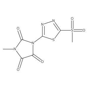 1-Methyl-3-[5-(methylsulfonyl)-1,3,4-thiadiazol-2-yl]-2,4,5-imidazolidinetrione结构式