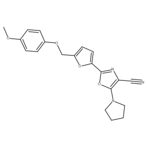2-(5-((4-Methoxyphenoxy)methyl)furan-2-yl)-5-(pyrrolidin-1-yl)oxazole-4-carbonitrile结构式