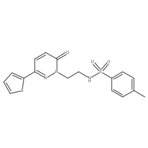 4-methyl-N-(2-(6-oxo-3-(thiophen-2-yl)pyridazin-1(6H)-yl)ethyl)benzenesulfonamide结构式