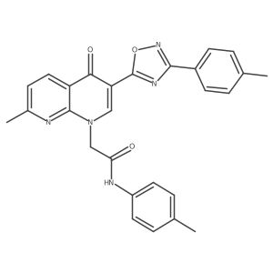 2-{7-methyl-3-[3-(4-methylphenyl)-1,2,4-oxadiazol-5-yl]-4-oxo-1,4-dihydro-1,8-naphthyridin-1-yl}-N-(4-methylphenyl)acetamide结构式