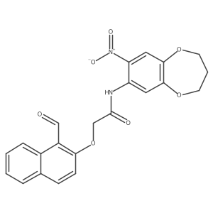 2-(1-formylnaphthalen-2-yl)oxy-N-(7-nitro-3,4-dihydro-2H-1,5-benzodioxepin-8-yl)acetamide结构式