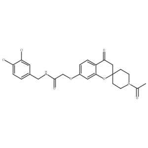 2-[(1'-acetyl-4-oxo-3,4-dihydrospiro[chromene-2,4'-piperidin]-7-yl)oxy]-N-(3,4-dichlorobenzyl)acetamide Structure