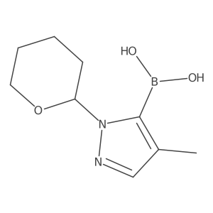 (4-Methyl-1-(tetrahydro-2H-pyran-2-yl)-1H-pyrazol-5-yl)boronic acid结构式