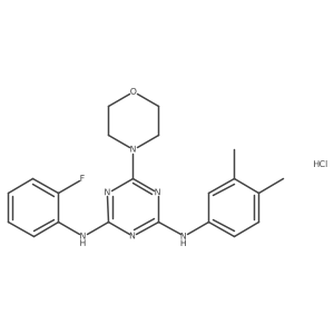 N2-(3,4-dimethylphenyl)-N4-(2-fluorophenyl)-6-morpholino-1,3,5-triazine-2,4-diamine hydrochloride结构式