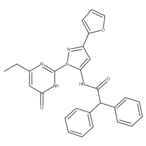 N-(1-(4-ethyl-6-oxo-1,6-dihydropyrimidin-2-yl)-3-(furan-2-yl)-1H-pyrazol-5-yl)-2,2-diphenylacetamide Structure