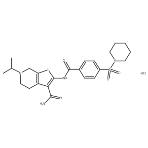 6-Isopropyl-2-(4-(piperidin-1-ylsulfonyl)benzamido)-4,5,6,7-tetrahydrothieno[2,3-c]pyridine-3-carboxamide hydrochloride结构式