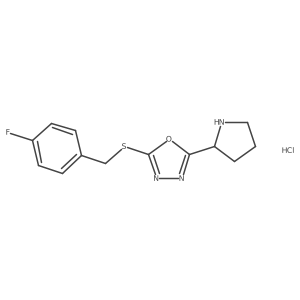 2-{[(4-fluorophenyl)methyl]sulfanyl}-5-[(2S)-pyrrolidin-2-yl]-1,3,4-oxadiazole hydrochloride Structure