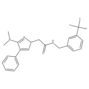 2-(3-(dimethylamino)-4-phenyl-1H-pyrazol-1-yl)-N-(3-(trifluoromethyl)benzyl)acetamide结构式