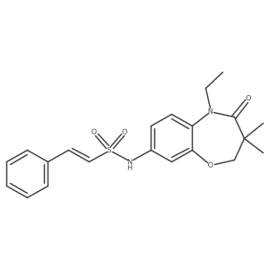 (E)-N-(5-ethyl-3,3-dimethyl-4-oxo-2,3,4,5-tetrahydrobenzo[b][1,4]oxazepin-8-yl)-2-phenylethenesulfonamide结构式