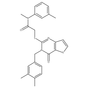2-{[3-(3,4-dimethylbenzyl)-4-oxo-3,4-dihydrothieno[3,2-d]pyrimidin-2-yl]sulfanyl}-N-methyl-N-(3-methylphenyl)acetamide结构式