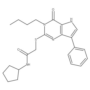 2-((3-butyl-4-oxo-7-phenyl-4,5-dihydro-3H-pyrrolo[3,2-d]pyrimidin-2-yl)thio)-N-cyclopentylacetamide结构式