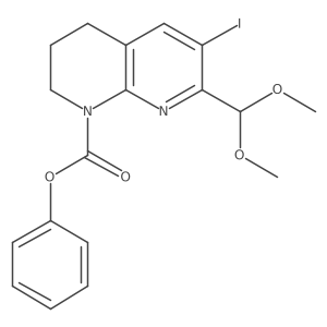 phenyl 7-(dimethoxymethyl)-6-iodo-3,4-dihydro-1,8-naphthyridine-1(2H)-carboxylate结构式